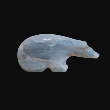 Caribbean Calcite Long Necked Bear Zuni Fetish
