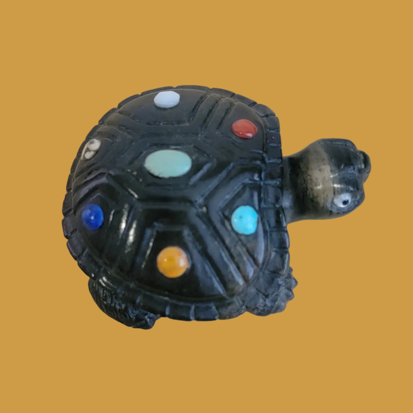 Beautiful Bloodstone Sea Tortoise w/Colorful dtone Inlay Zuni Fetish