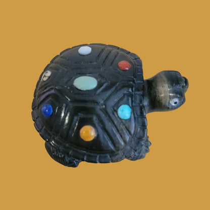 Beautiful Bloodstone Sea Tortoise w/Colorful dtone Inlay Zuni Fetish