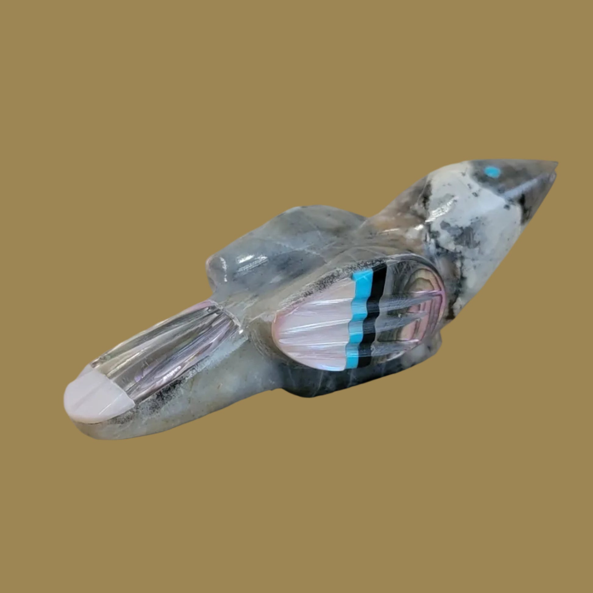 Picasso Marble Songbird w/ Inlay Zuni Fetish