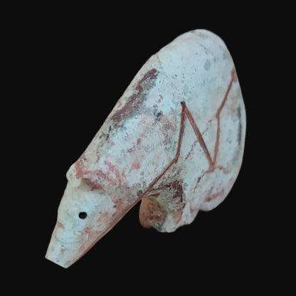 Limestone Long Necked Medicine Bear Zuni Fetish