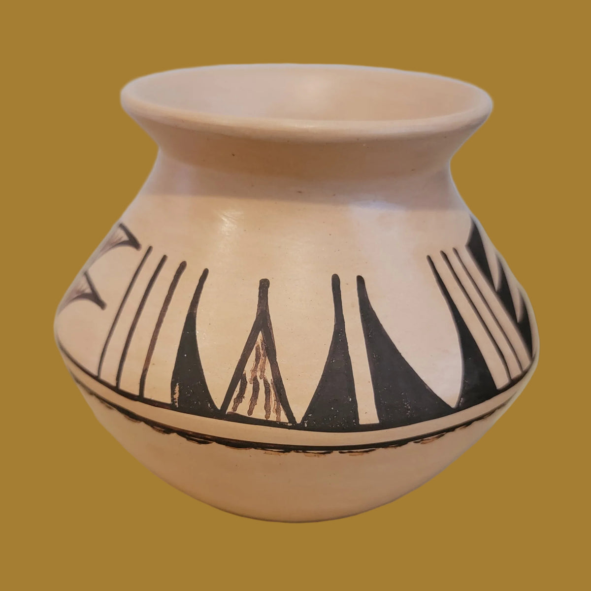 Hopi Harrison Jim Jr. (Member of Frogwoman Family)Buff Pueblo Pottery Vase