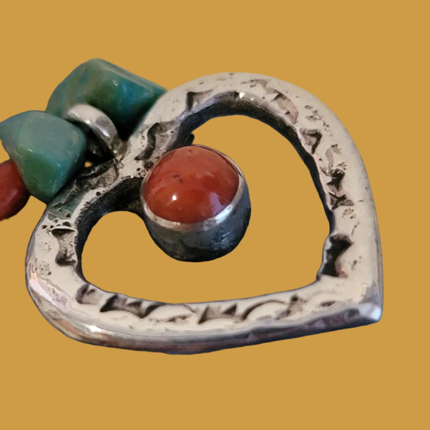 Amazing Adventurine Sea Tortoise w/Coral and Sterling Heart Offering Zuni Fetish
