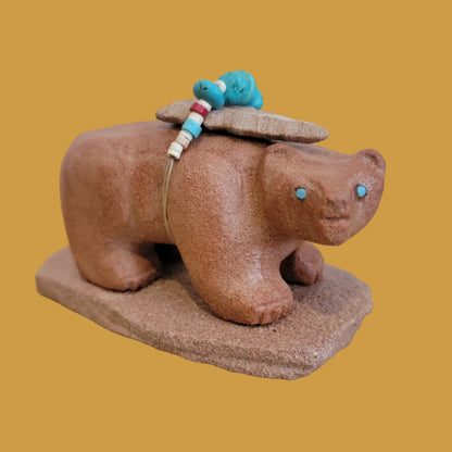 Sandstone Bear w/Large Arrowhead Bundle Zuni Fetish