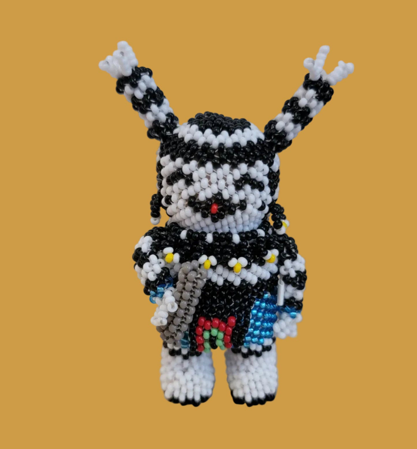 Fully Beaded Zuni Hano Clown w/ Piki Bread Infian Beadwork