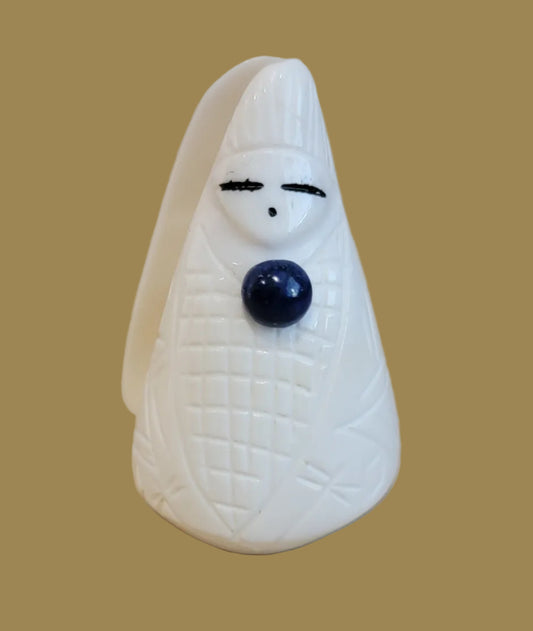 Natural Cone Shell Zuni Corn Maiden w/Lapis Appointment Zuni Fetish