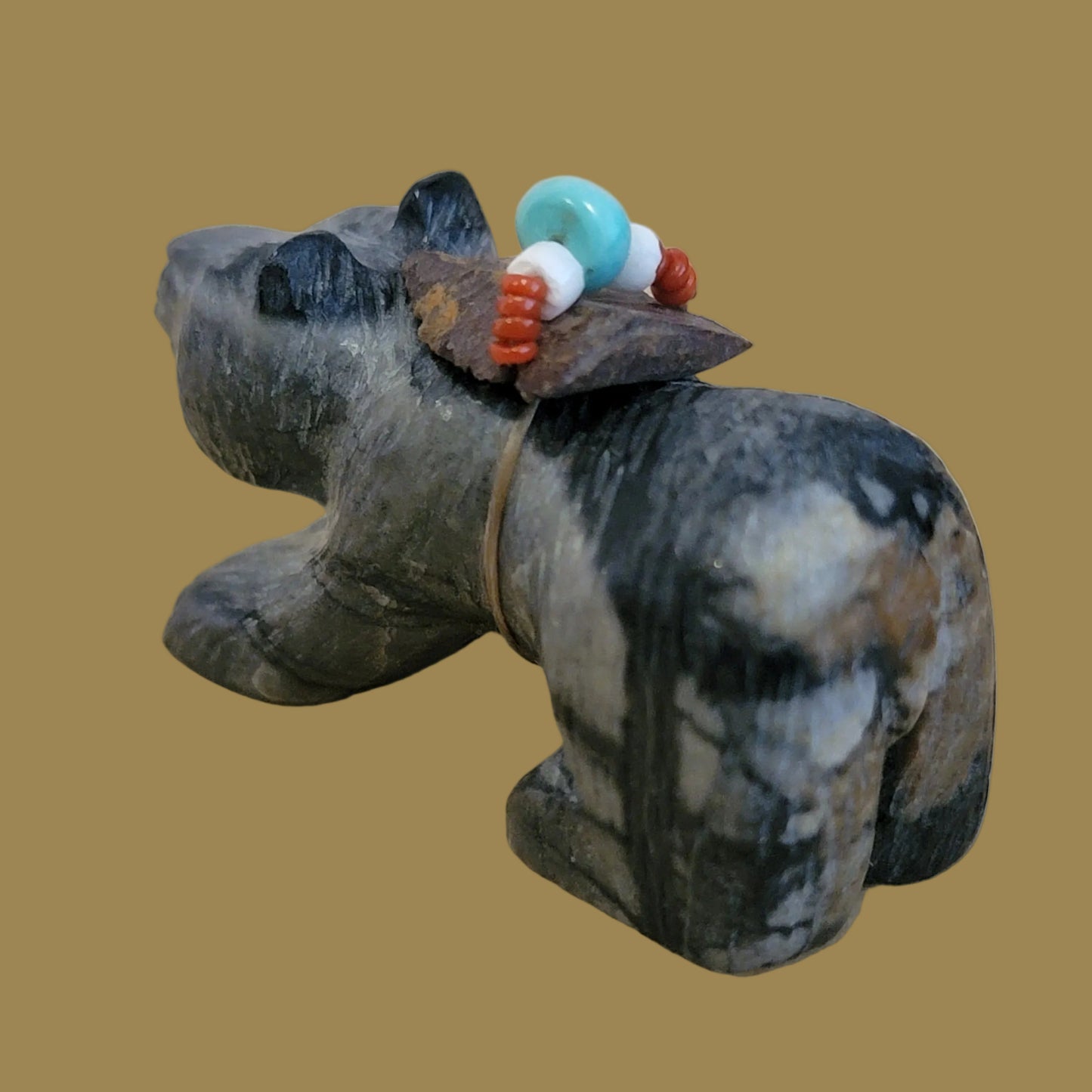 Picasso Marble Bear w/ Personality Zuni Fetish