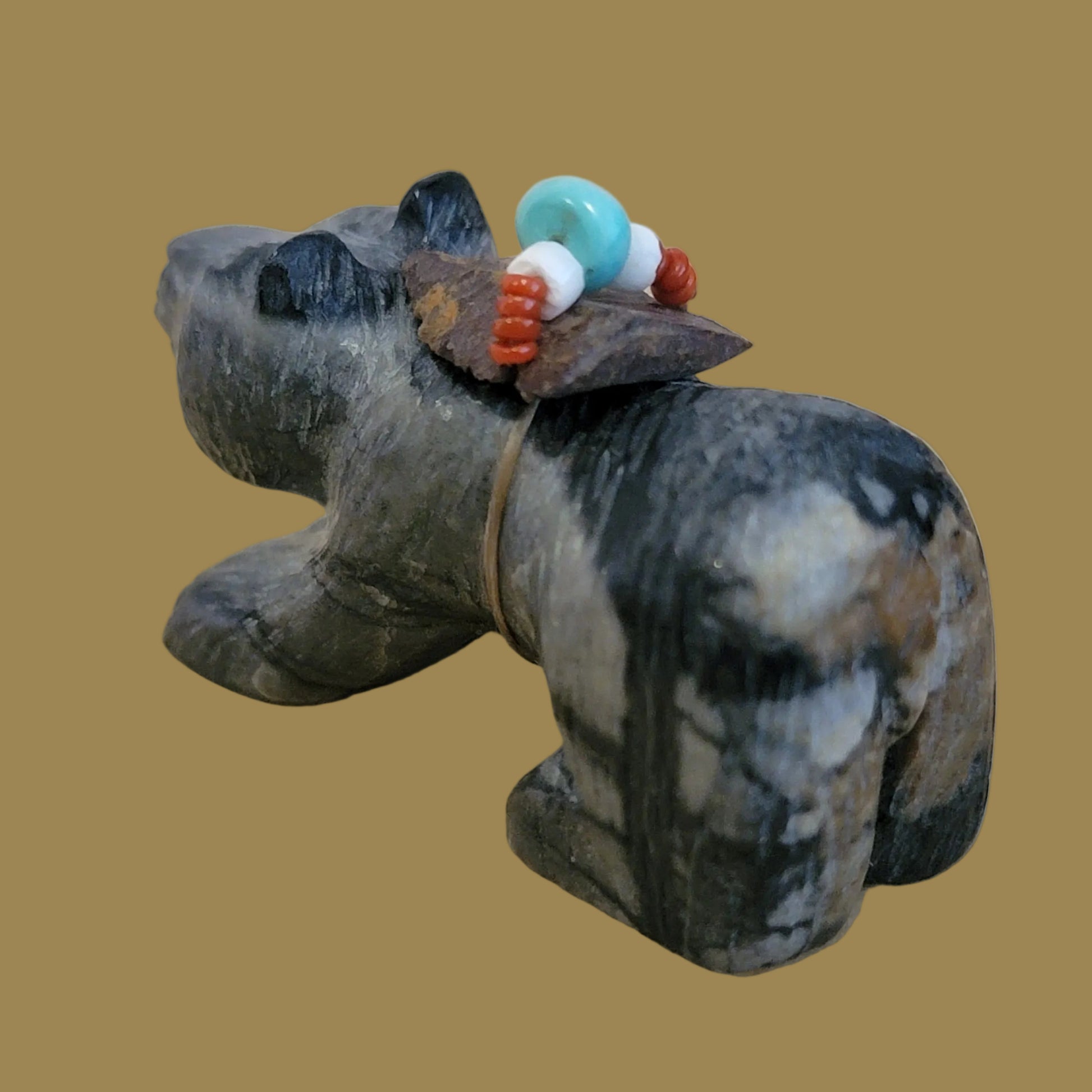 Picasso Marble Bear w/ Personality Zuni Fetish
