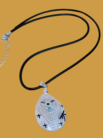 Mother of Pearl Double Sided Zuni Fetish Maiden Pendant Indian Jewelry