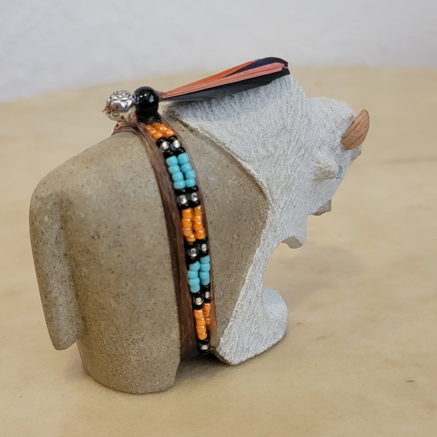 Navajo Alabaster Bison/Buffalo w/ Unique Bundle Zuni Fetish