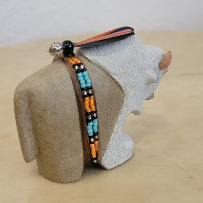 Navajo Alabaster Bison/Buffalo w/ Unique Bundle Zuni Fetish