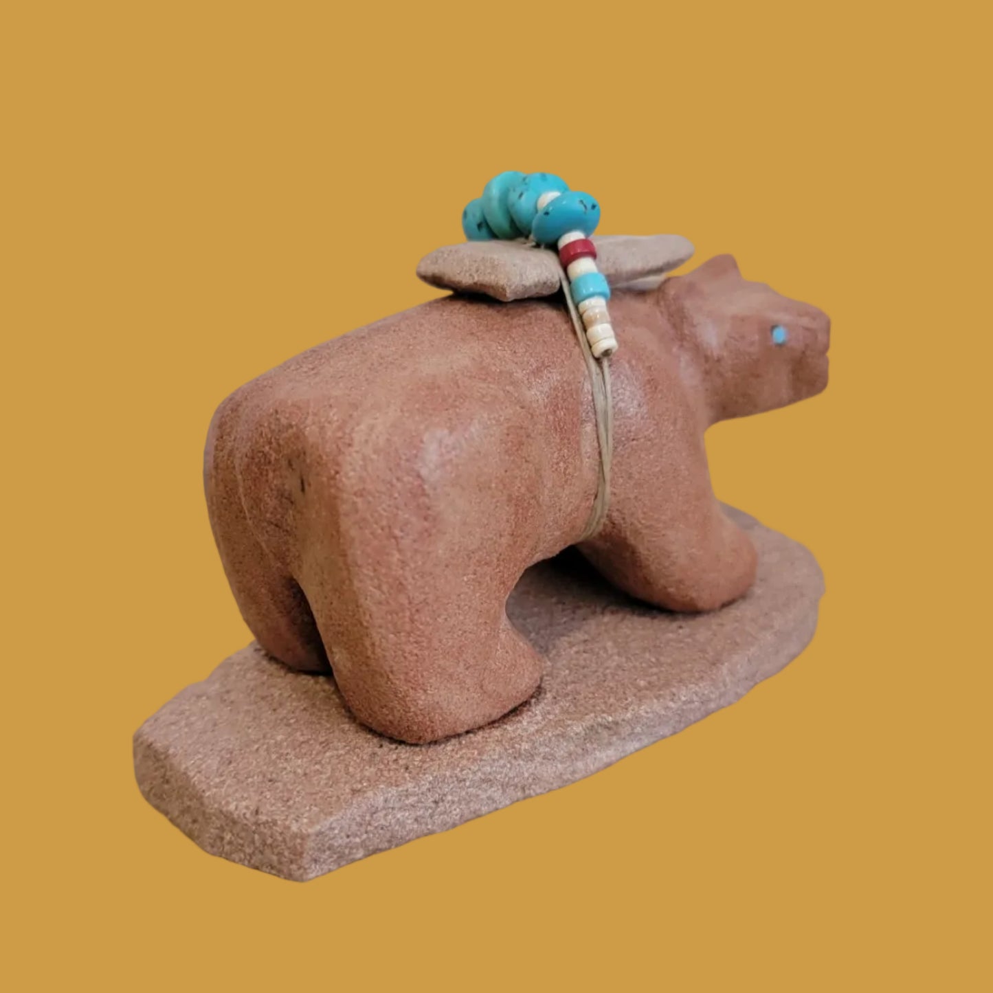 Sandstone Bear w/Large Arrowhead Bundle Zuni Fetish