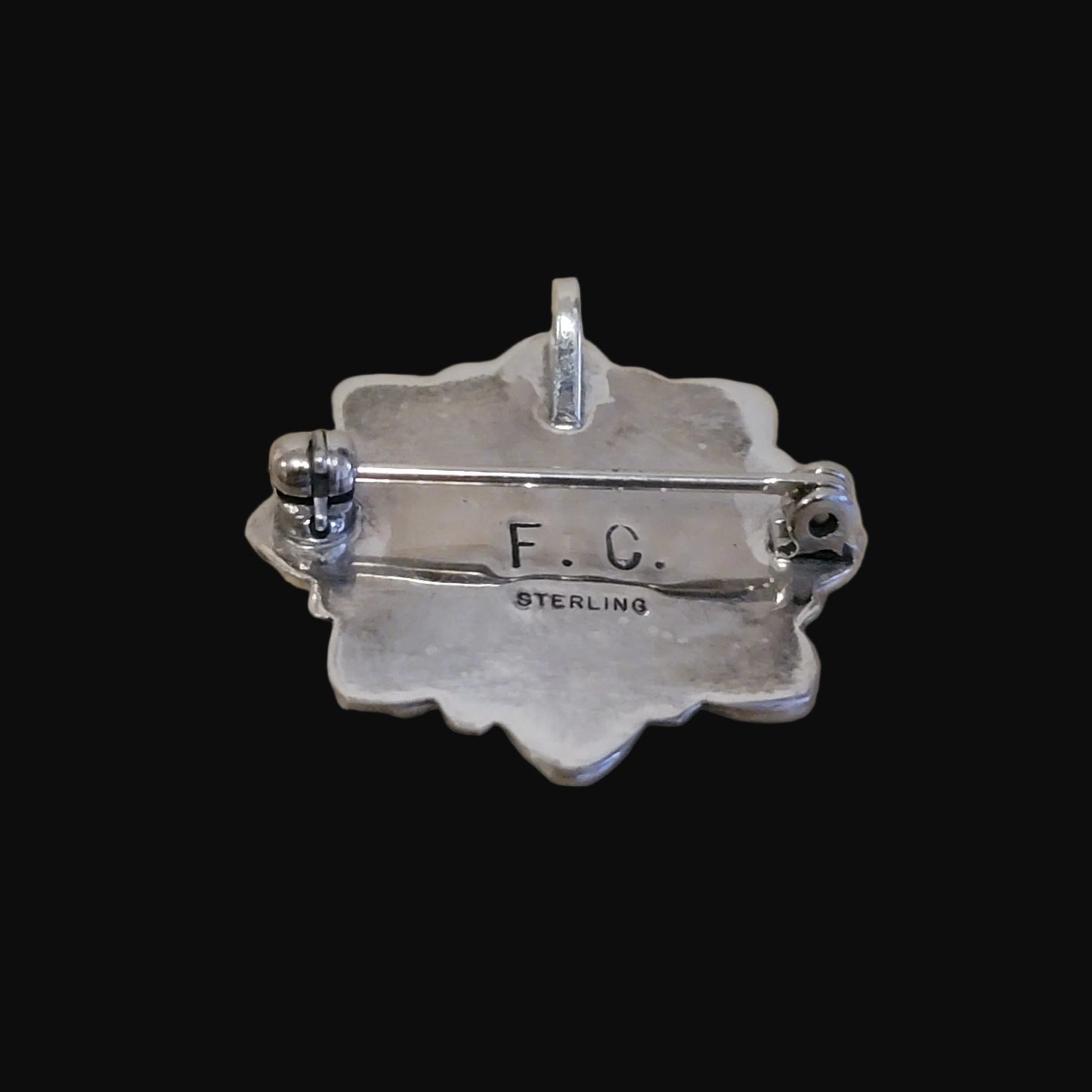 Zuni Snowflake Turquoise w/ M.O.P. Pendant/ Pin Indian Jewelry