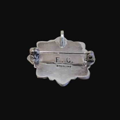 Zuni Snowflake Turquoise w/ M.O.P. Pendant/ Pin Indian Jewelry