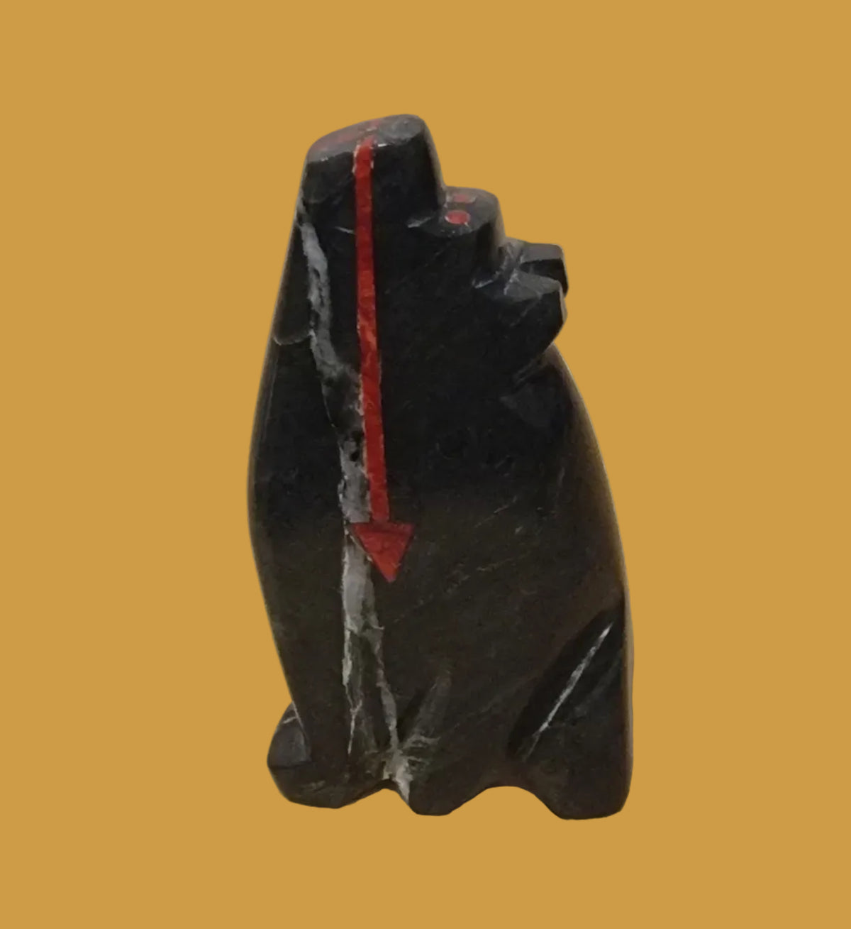 Triple Coral Heartlined Coyote Zuni Fetish