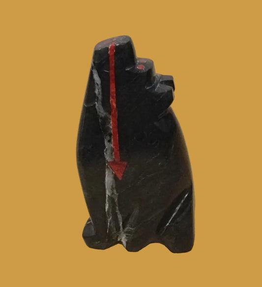 Triple Coral Heartlined Coyote Zuni Fetish