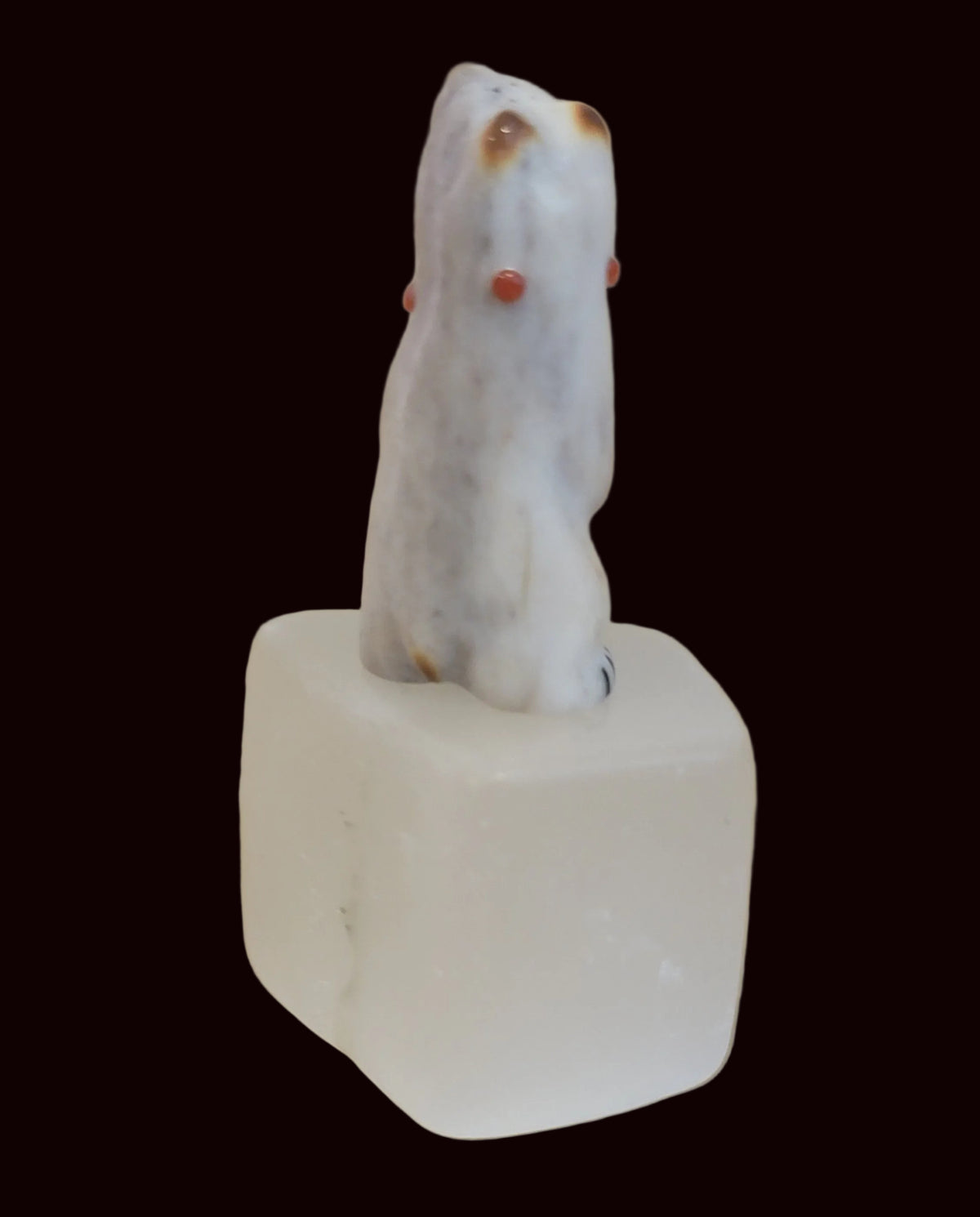 Miniature Antler Bear on Cystalized Opal Base Zuni Fetish