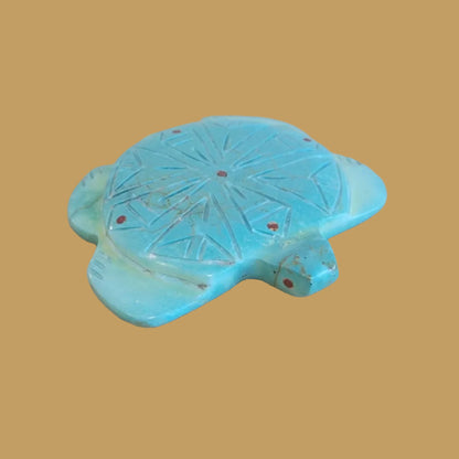 Turquoise Sea Tortoise w/Coral Appointments Zuni Fetish