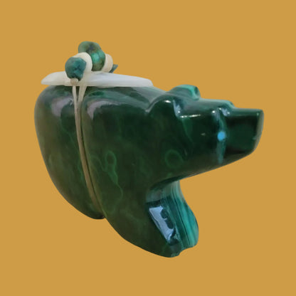 Elegant Deep Green Malachite Zuni Fetish Bear
