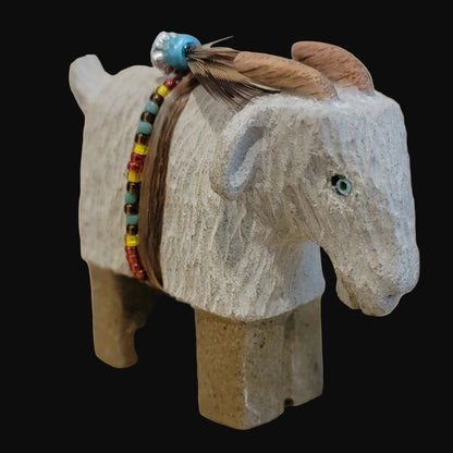 Navajo Billy Goat w/ Seed bead Bundle Zuni Fetish