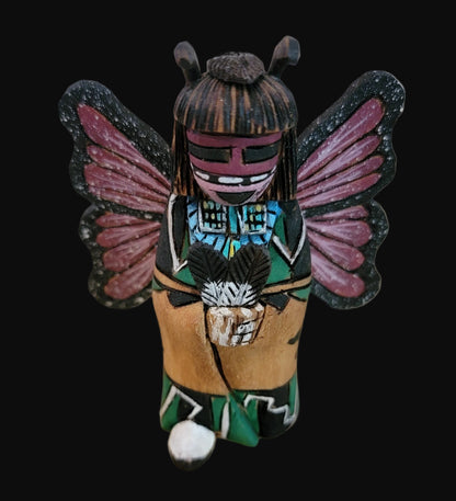 Beautiful Hopi Cottonwood Root/ Handpainted Butterfly Maiden Kachina/Folk Art/Zuni Fetish