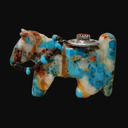 Classy and Colorful Composite Fancy Healing Horse Zuni Fetish