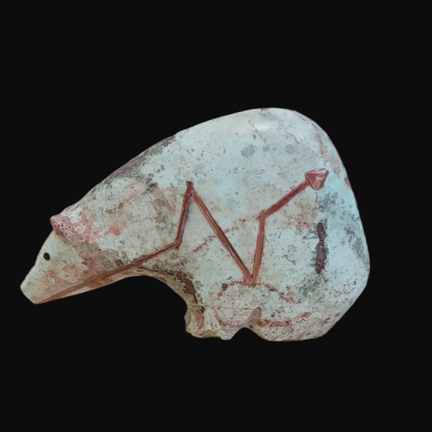 Limestone Long Necked Medicine Bear Zuni Fetish