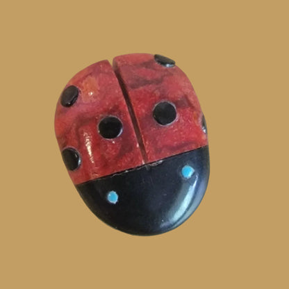 Lucky Apple Coral Zuni Fetish Ladybug