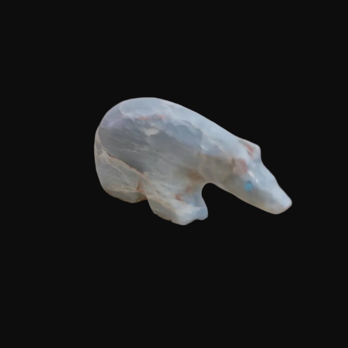 Caribbean Calcite Long Necked Bear Zuni Fetish