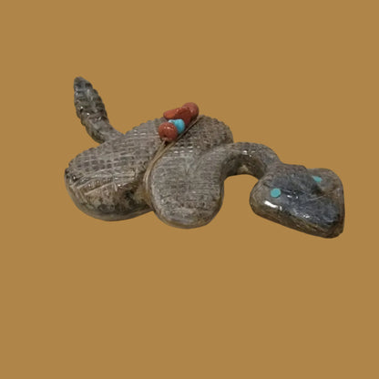 Slithering Picasso  Marble Rattlesnake/Snake w/Pack Zuni Fetish