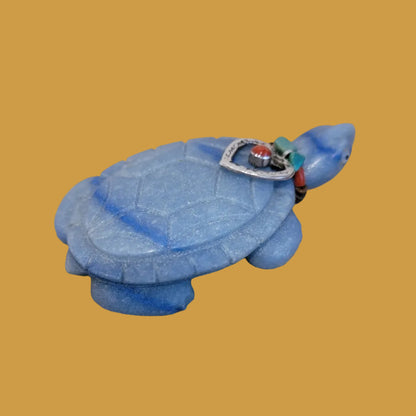 Amazing Adventurine Sea Tortoise w/Coral and Sterling Heart Offering Zuni Fetish