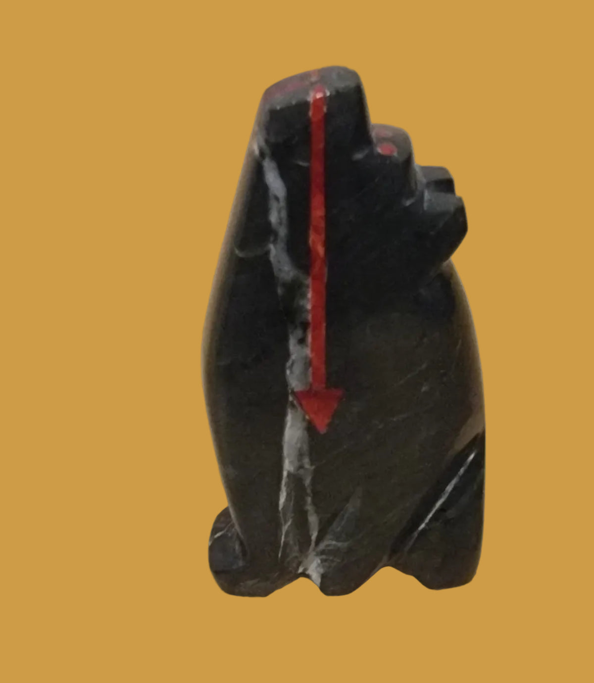 Triple Coral Heartlined Coyote Zuni Fetish