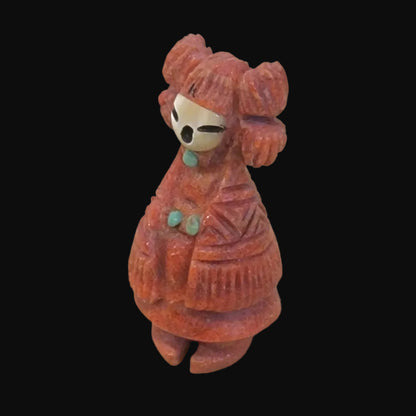 Hopi Style Apple Coral Zuni Maiden Zuni Fetish