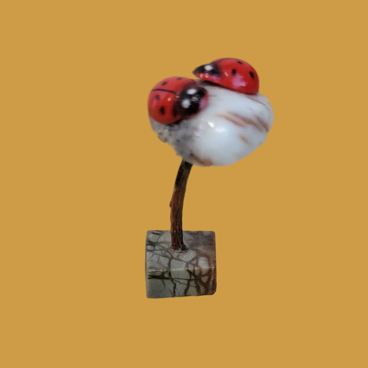 Mini Painted Ladybugs on Leaf Zuni Fetish
