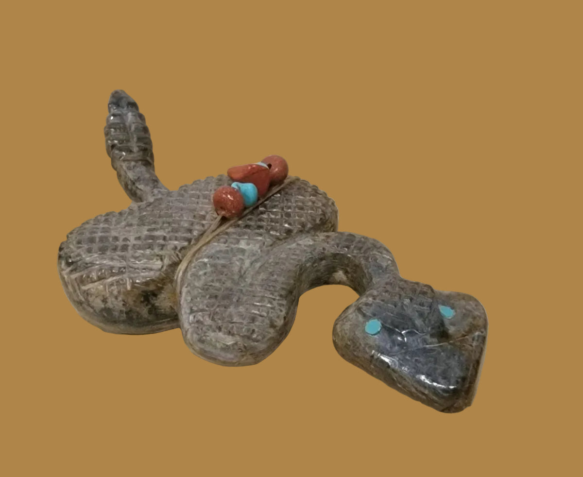 Slithering Picasso  Marble Rattlesnake/Snake w/Pack Zuni Fetish