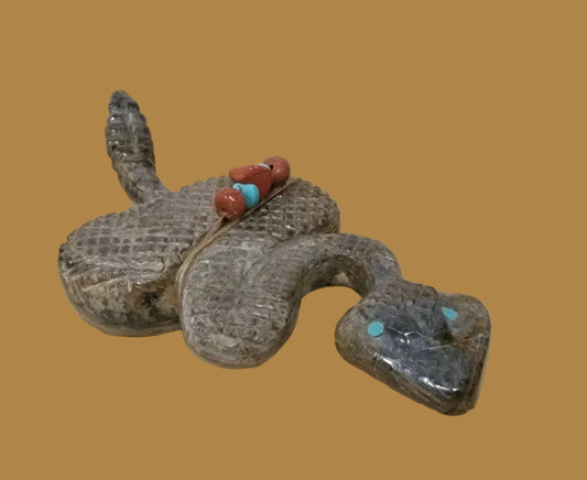 Slithering Picasso  Marble Rattlesnake/Snake w/Pack Zuni Fetish
