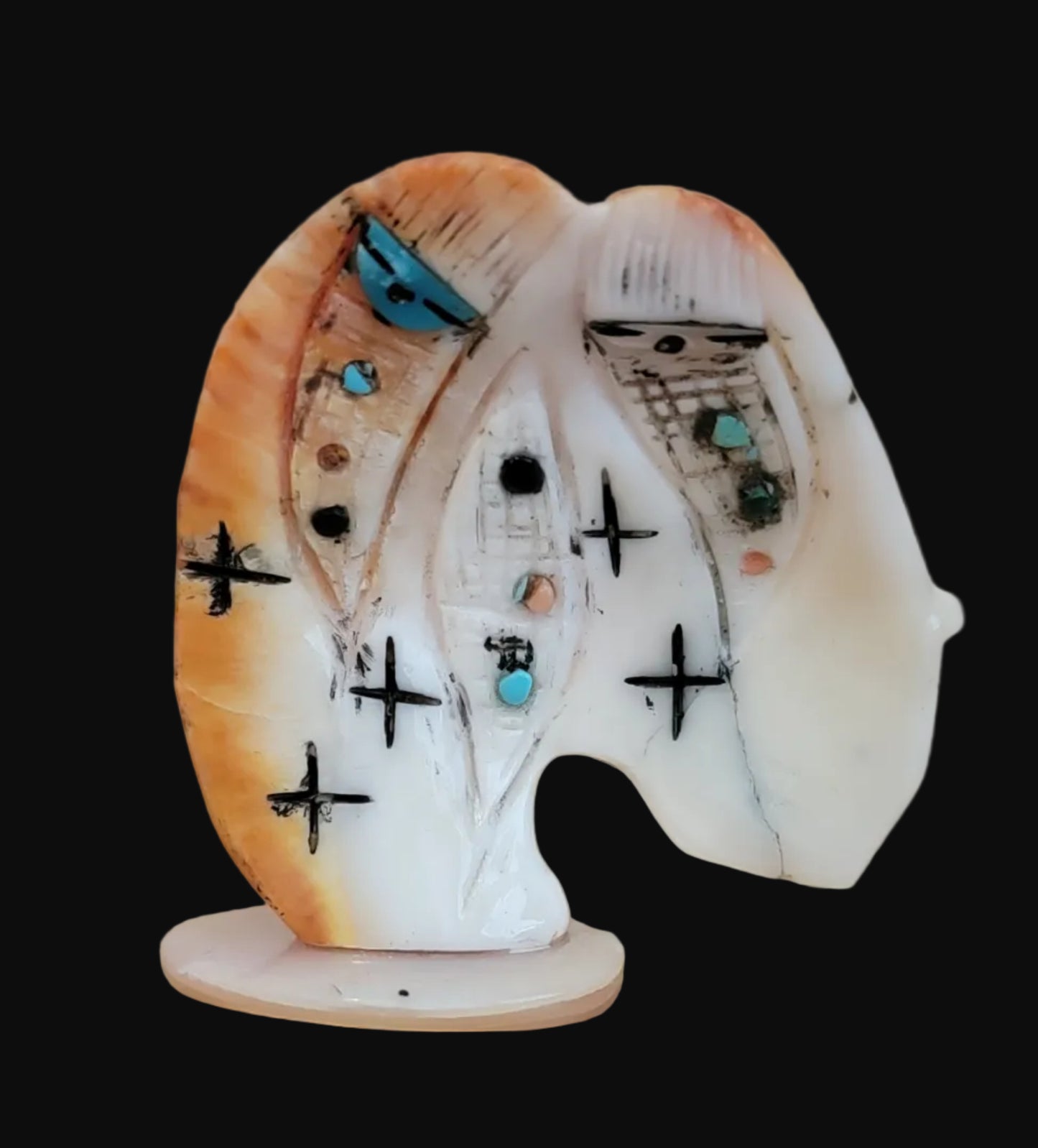 Spiny Oyster Shell Medicine Bear w/ Double Zuni Maidens Zuni Fetish