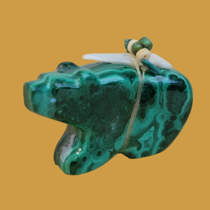 Elegant Deep Green Malachite Zuni Fetish Bear