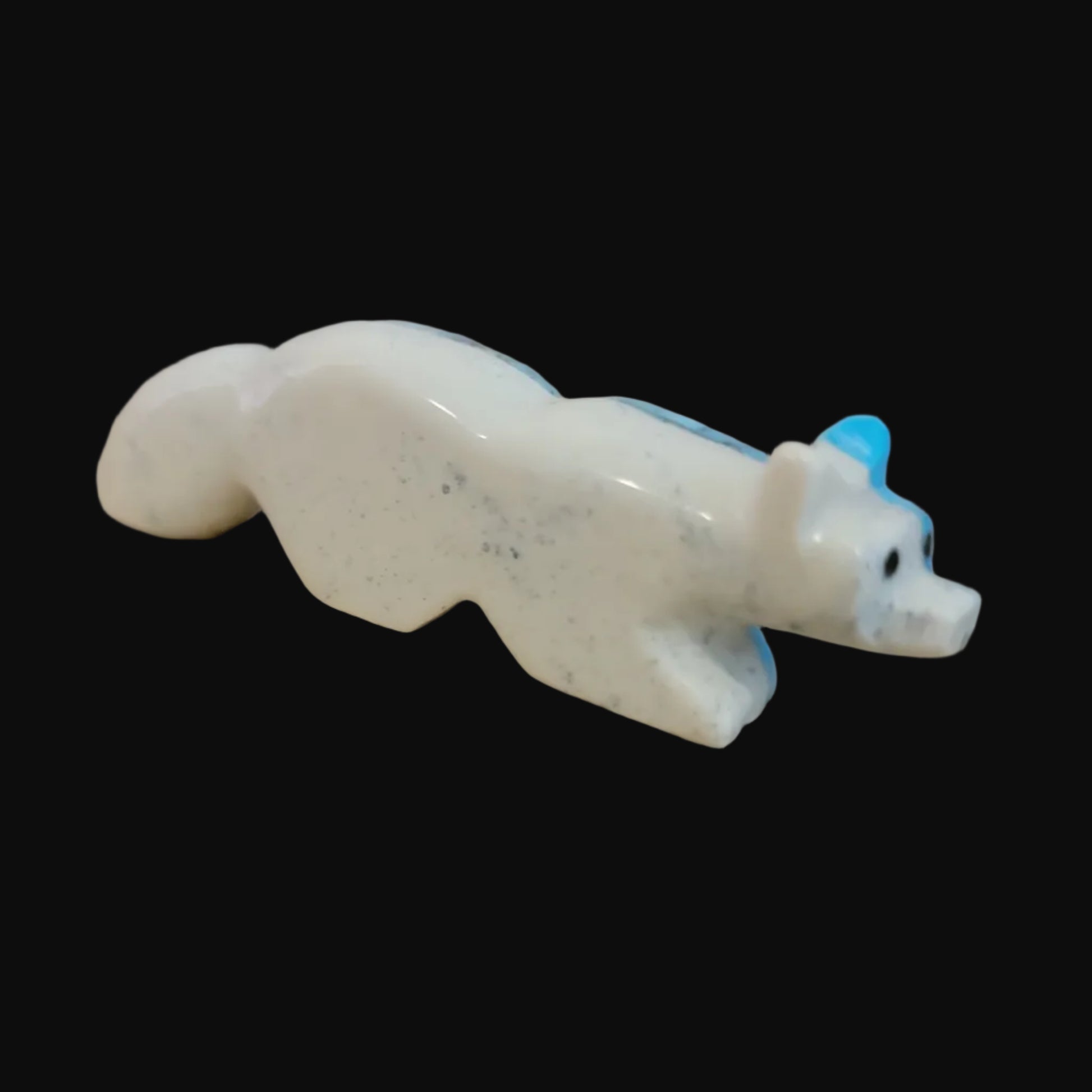 Double Sided Mosaic Turquoise w/ Serpentine Zuni Fetish Wolf