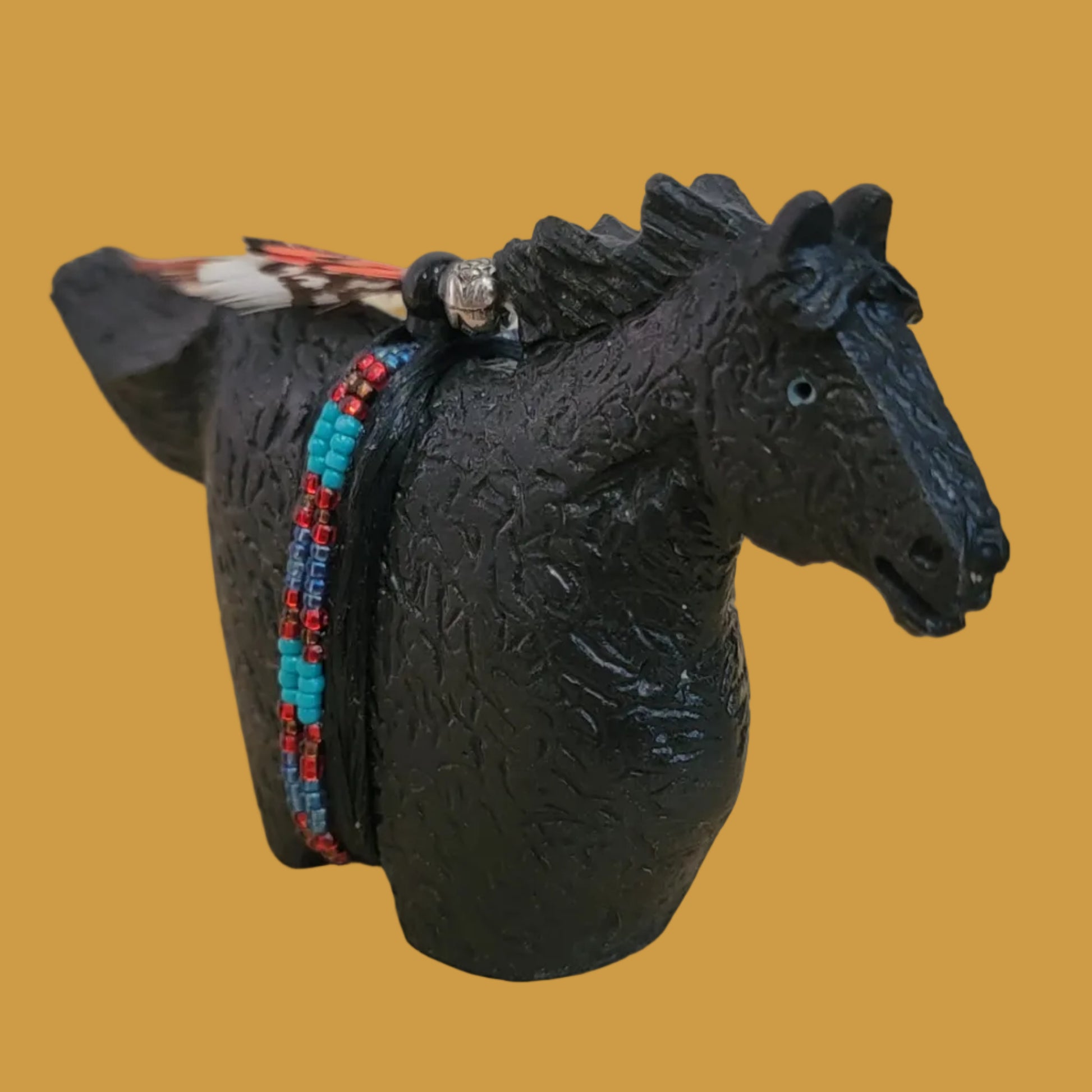 Black Stallion Navajo Horse on the Run Zuni Fetish