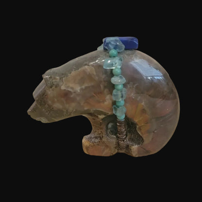 Brilliant Opalized Ammonite Bear w/Beautiful Bundle Zuni Fetish