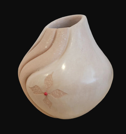 Jemez Pueblo Buffware w/ Micaeous Clay Melon Pueblo Pottery Vase
