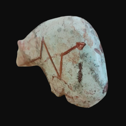 Limestone Long Necked Medicine Bear Zuni Fetish