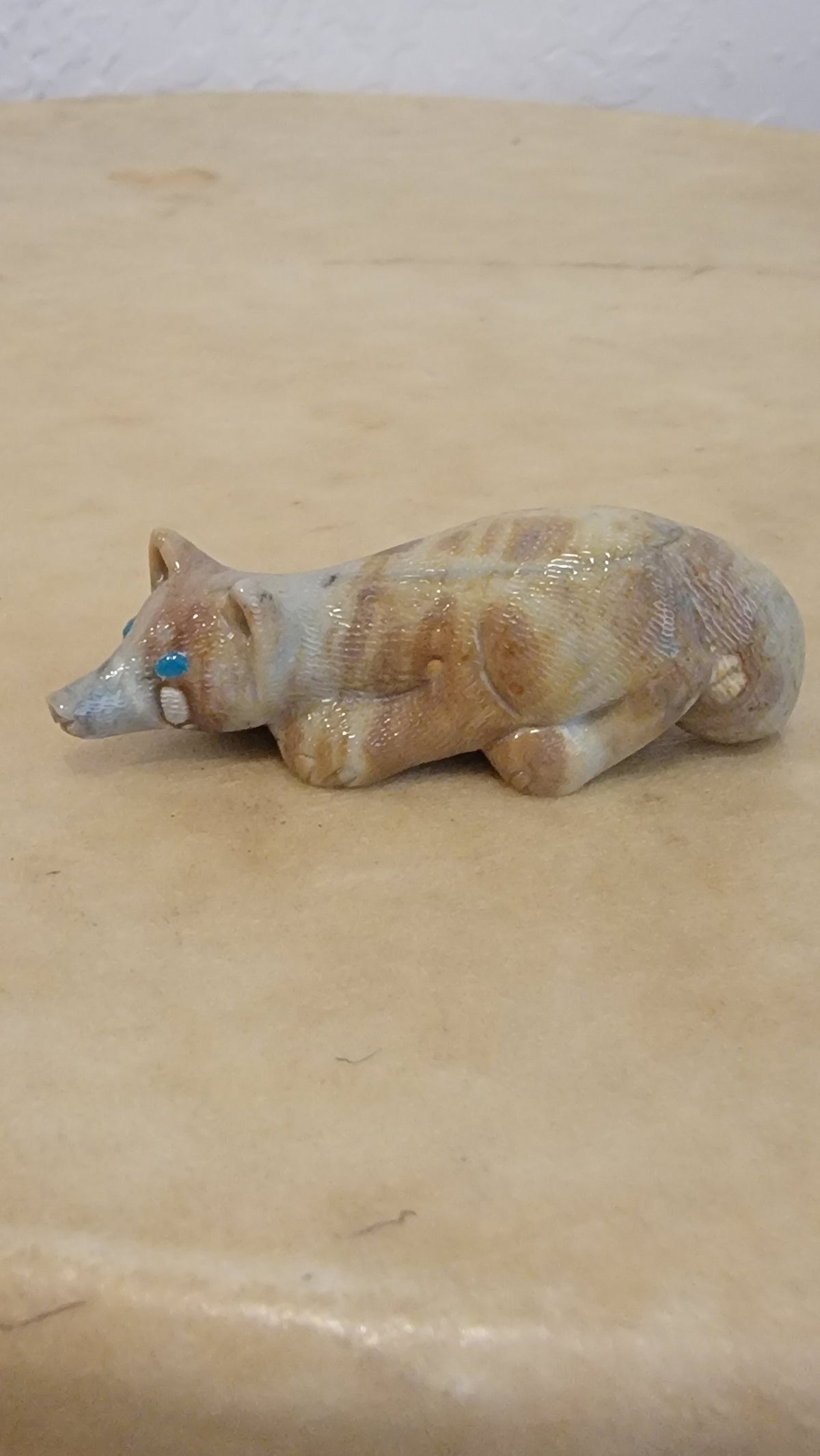 Picasso Marble Alert and Prowling Wolf Pup Zuni Fetish