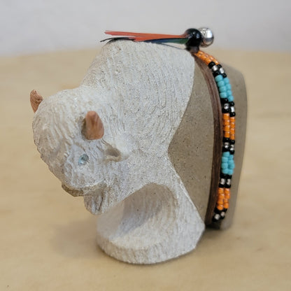 Navajo Alabaster Bison/Buffalo w/ Unique Bundle Zuni Fetish