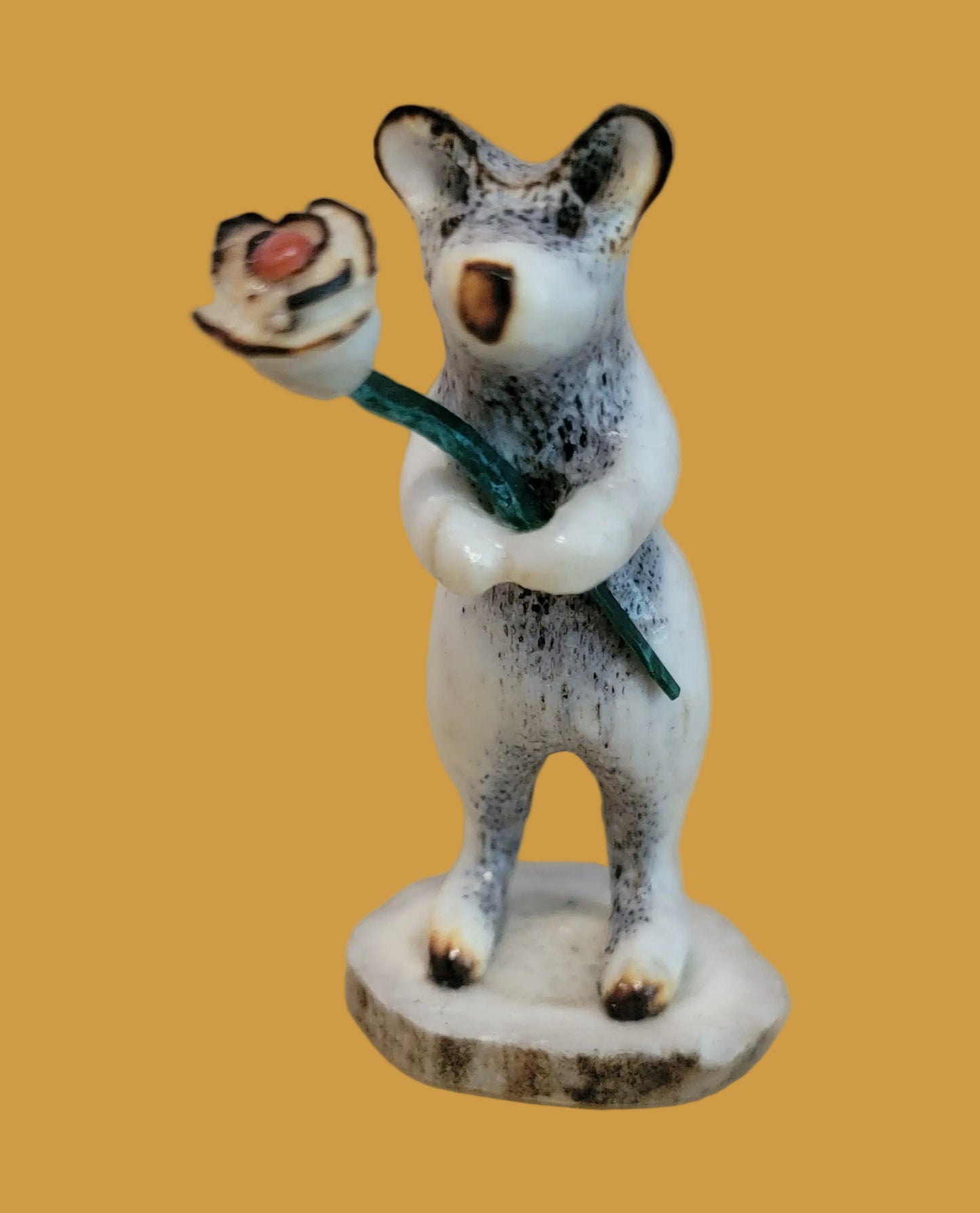 "I Can Buy Myself Flowers" Antler Bear w/Rose Zuni Fetish