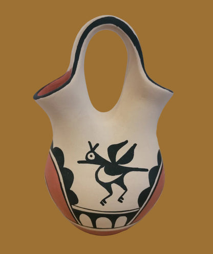 Jemez Pueblo Wedding Vase w/ Zia Bird Design Pueblo Pottery