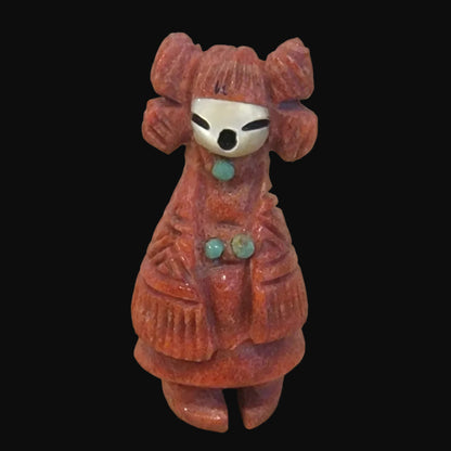 Hopi Style Apple Coral Zuni Maiden Zuni Fetish