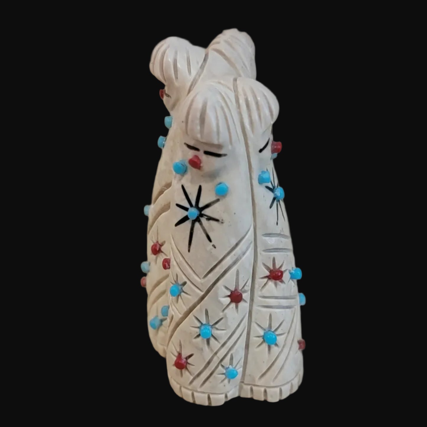 Quadruple Highly Adorned Serpentine Zuni Maidens Zuni Fetish