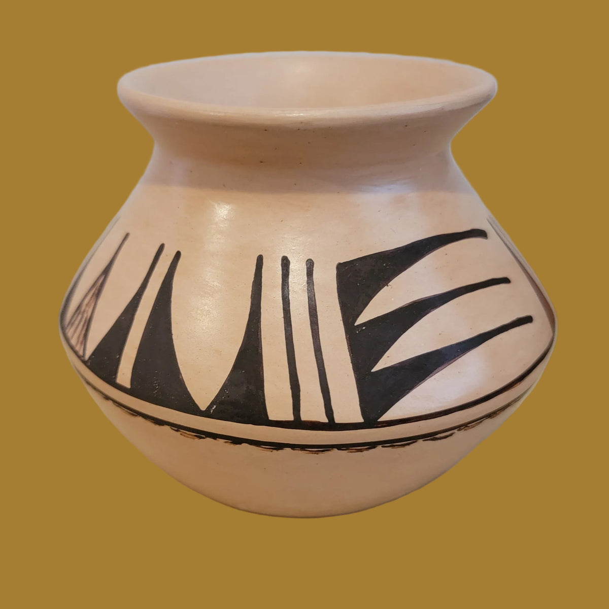 Hopi Harrison Jim Jr. (Member of Frogwoman Family)Buff Pueblo Pottery Vase